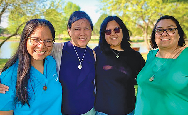 Vision 2026 Feister 7 Religious communities embrace diverse members Sister Christi Sanchez, CCVI (far right) gathers here with Sisters Katty Huanuco (from left), MaryLou Rodriguez, and Carmen Ramirez, CCVI.