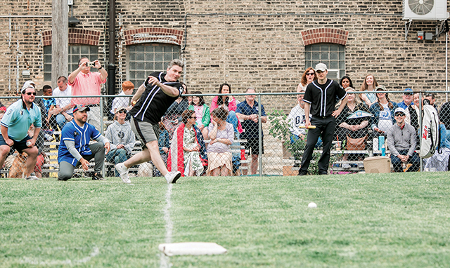 Vision 2026 Pierce 4 About-face to the priesthood Brother Nathaniel Pierce, S.J.C. takes part in a wiffle ball game: his community members versus a team from the local police precinct.